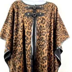 Chicos Ruana Leopard Print One Size Covering Ruana Poncho Cape NWT A2